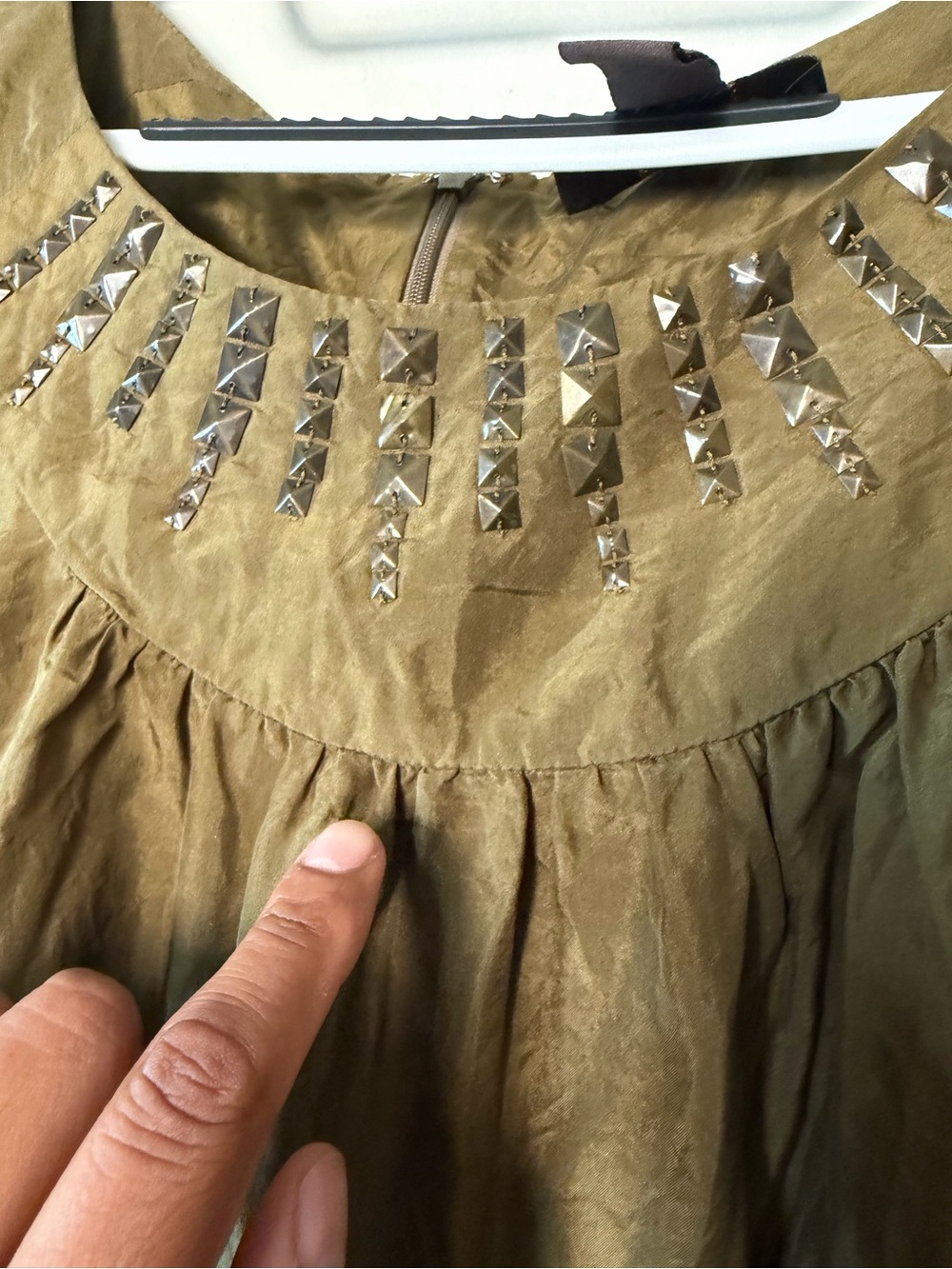 100% Silk Embellished Mini Shift Dress Size 16 - Picture 15 of 16